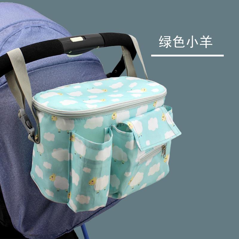 

Stroller Hanging Bag Multi-functional Storage Mommy Bag Stroller Out Storage Bag зелёный