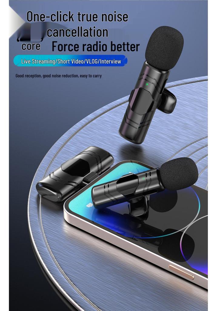 Wireless Lavalier Microphone with Noise Reduction for Live Broadcasts and Video Recording