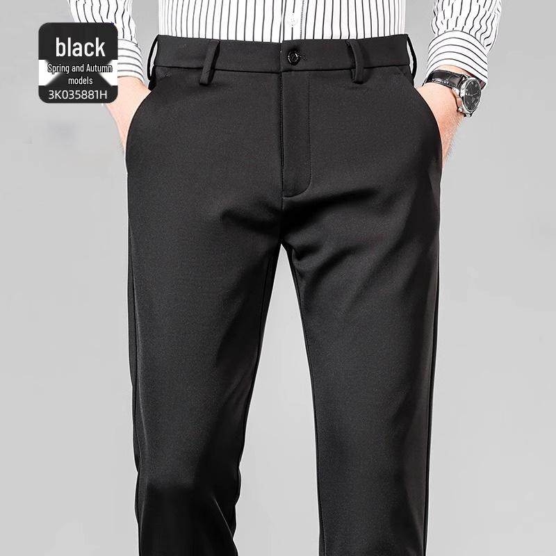 Pánské nemačkavé strečové společenské kalhoty slim fit z ledového hedvábí