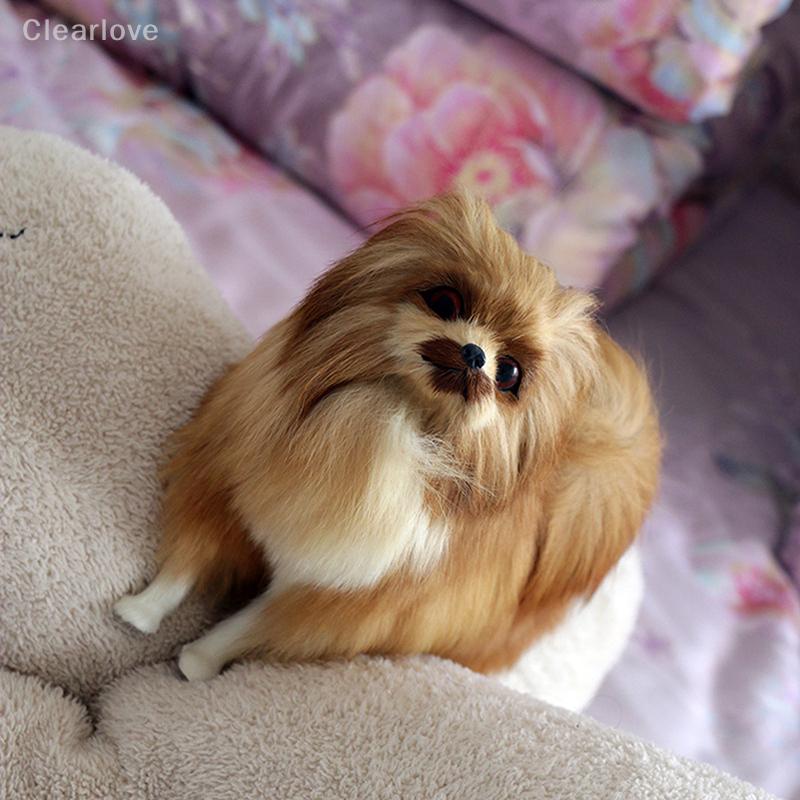 Realista Pomerania Simulación Juguete Perro Cachorro Realista Compañero Juguete Hecho a Mano Perro Caído Juguetes para Mascotas Simulación Relleno