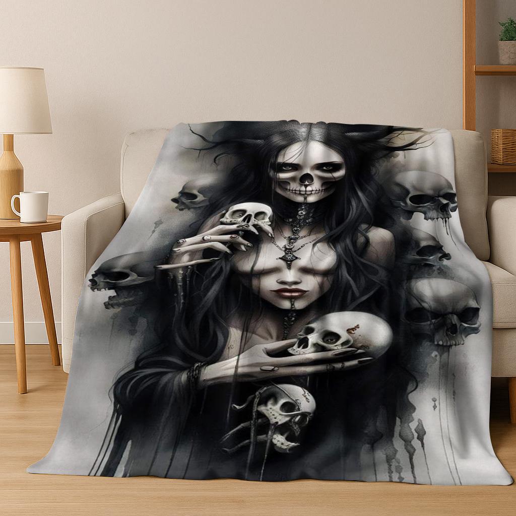 26 Style Terrifying Ghost Spirit Apparition Specter Gothic Flannel Blanket,Cozy Soft Throw Blanket for Home Bedroom Bed Sofa