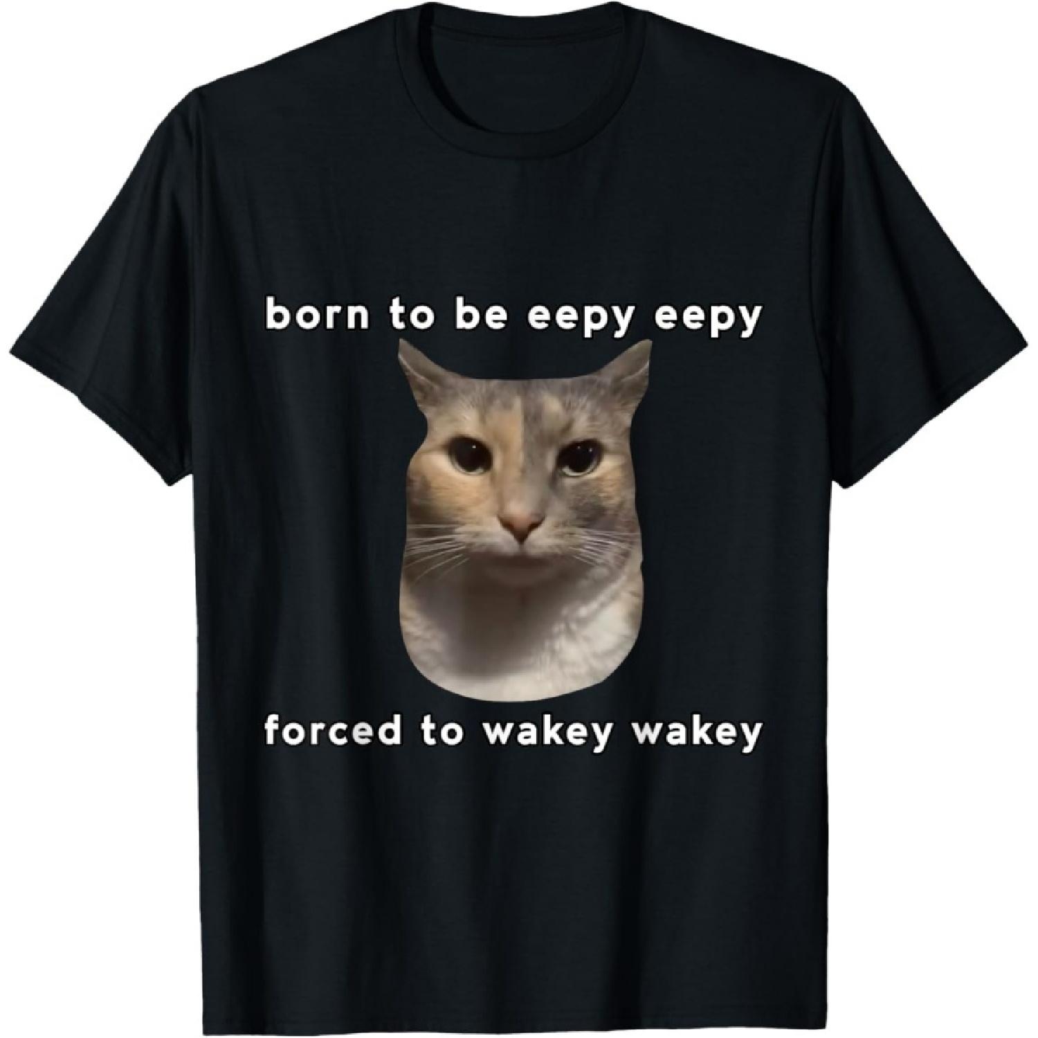 ObRenKi Born to Be Eepy Forced to Wakey Funny Cat Design Meme T-Shirt XXXXXL разноцветный