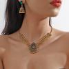 Luxury Retro Jewelry Set Imitation Pearl Choker Necklace Set Rhinestone Necklace Earrings  Ladies