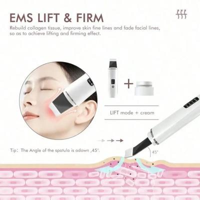EMS Ultradźwiękowy Skrobak do Skóry Wibracyjny Szpatułka do Twarzy Peeling Łopatka Jonowy Usuwacz Trądziku Wągrów Czyszczący Kawitacja Masażer do Twarzy
