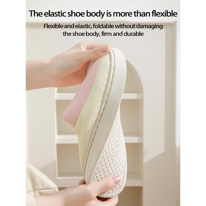 Waterproof Non-Slip Cotton Winter Slippers for Couples - Warm Indoor Footwear for Women