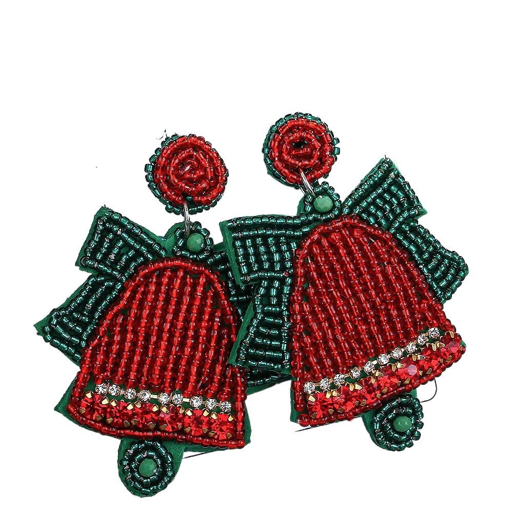 Xmas Handmade Beaded Ear Drop Sweater Boots Ear Stud Vintage Merry Christmas Earrings  New Year
