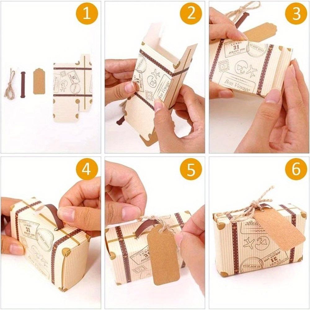 50PCS Creative Suitcase Candy Box Chocolate Boxes Carton Card Packaging Box Wedding Birthday Party Favors Gifts Bag Party