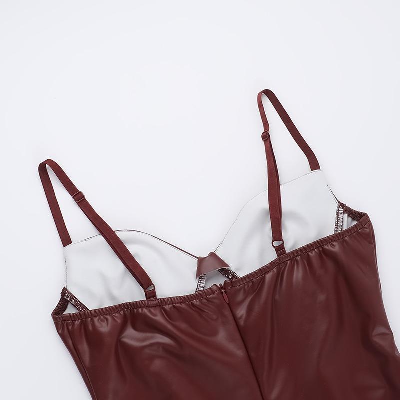 Abito da Donna Temperamento Moda Tinta Unita PU Pelle Imbottito Sexy Vita Stretta Cinturino Fianchi