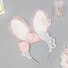 Plush Sweet Rabbit Ears Headband With Elegant Lace And Bowknot Detachable For Cosplay Party And Daily Wear