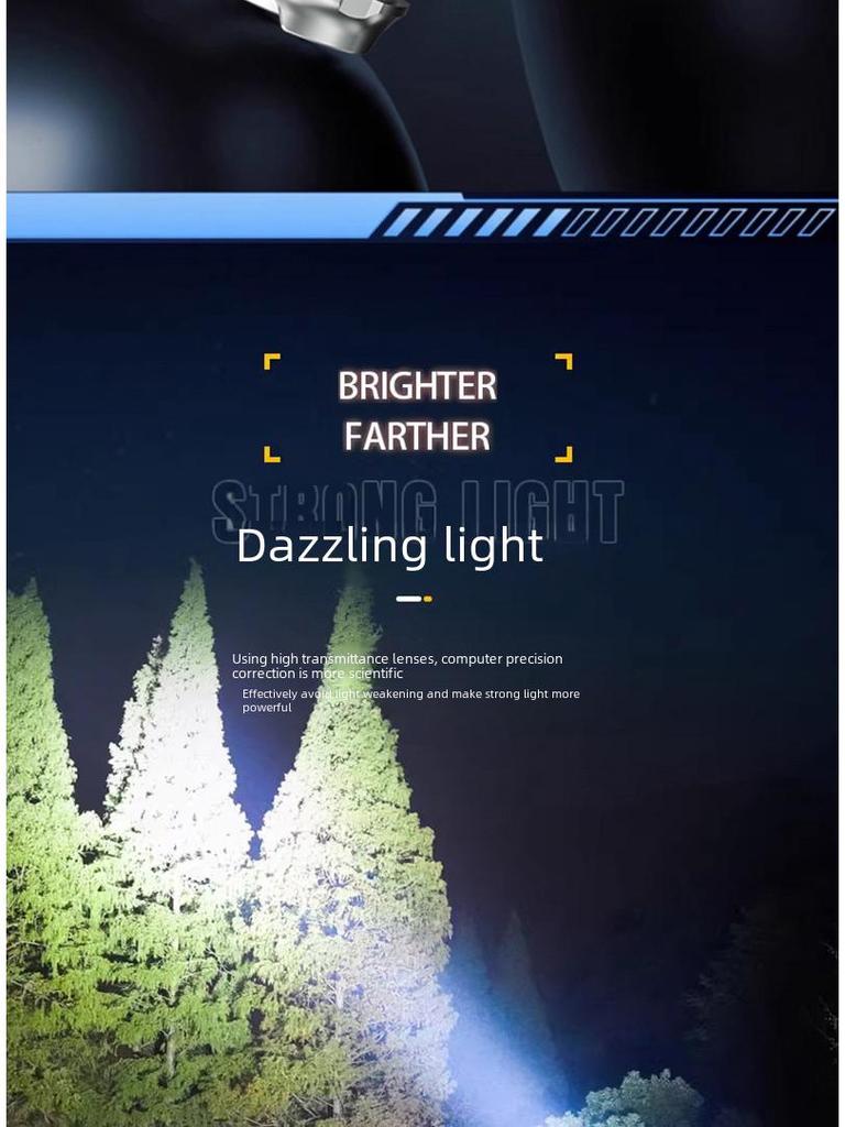 Niyang Super Bright Rechargeable Three-Eyed Long-Range Flashlight