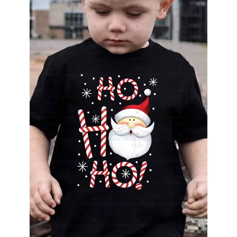 Boys' Christmas & Summer Short Sleeve T-Shirt Santa Claus Cartoon Print Christmas Girl's Men's Women's T-shirt Tops