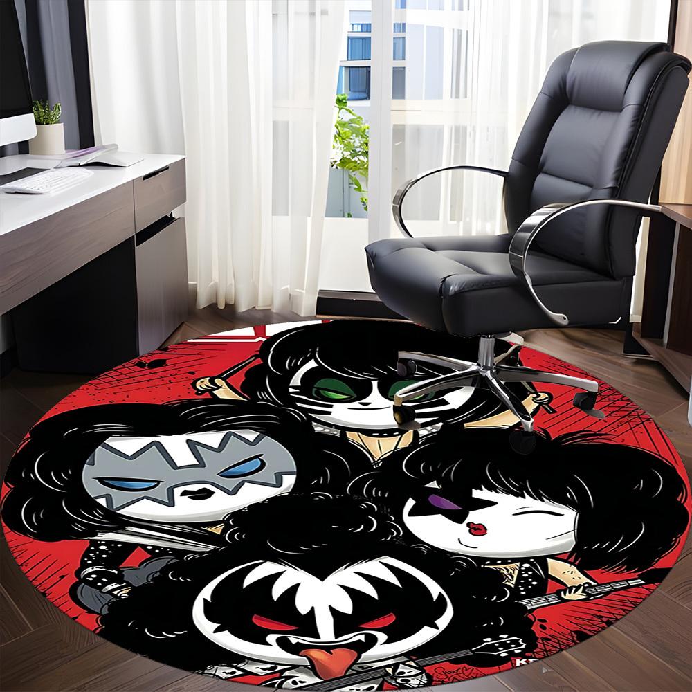 1pc KISS Band Members Office Round Area Rug, Under Office Chairs Bedroom Living Room Home Decor a1022255