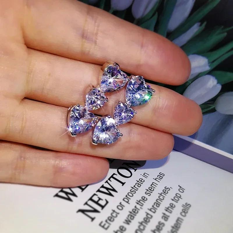 New Newest Heart Earrings For Women Brilliant Crystal Cubic Zirconia Love  Wedding Engagement Fashion Jewelry