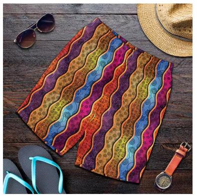 New men s African style sports summer men s breathable African ethnic striped 3D printed swimming shorts XS