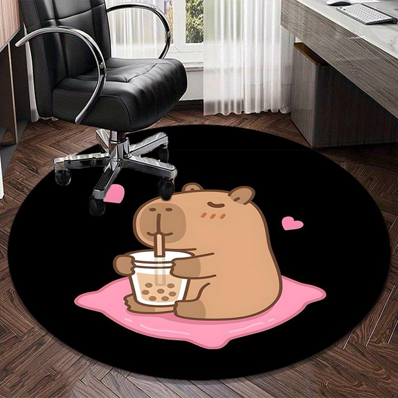 Bear Friends Greeting round carpet Chair cushion Round Entryway Rug, Soft Round Rugs for Living Room, Bedroom, Circle Carpet decor gifts