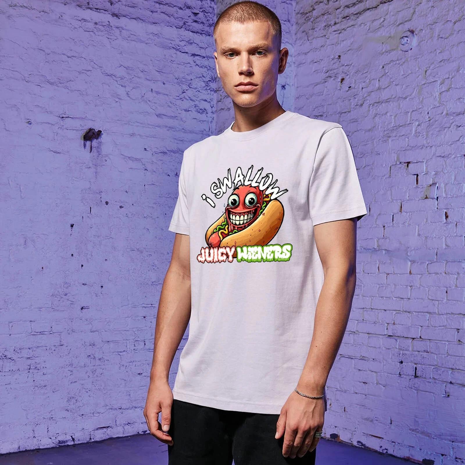 

Unisex Slim Fit T-Shirt-I swallow juicy wieners- Novelty Funny Adult Humour S
