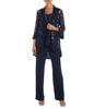 Abito da sera taglie forti da donna europeo e americano - Elegante completo pantalone con ricamo in pizzo pesante