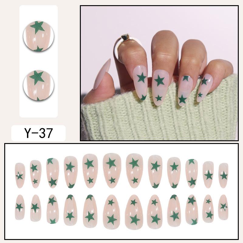 Y1 Fake Nail Sticker Wearing Nail Finished Nail Piece Removable Blush Nail Girl Cat Eye Gradual Change Nail Patch