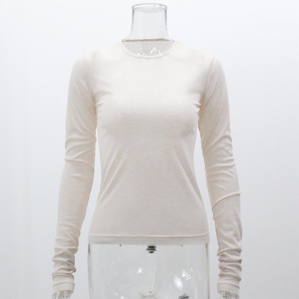 Spring Long Sleeved T-shirt Base Shirt Round Neck Slim Fit Top For Women