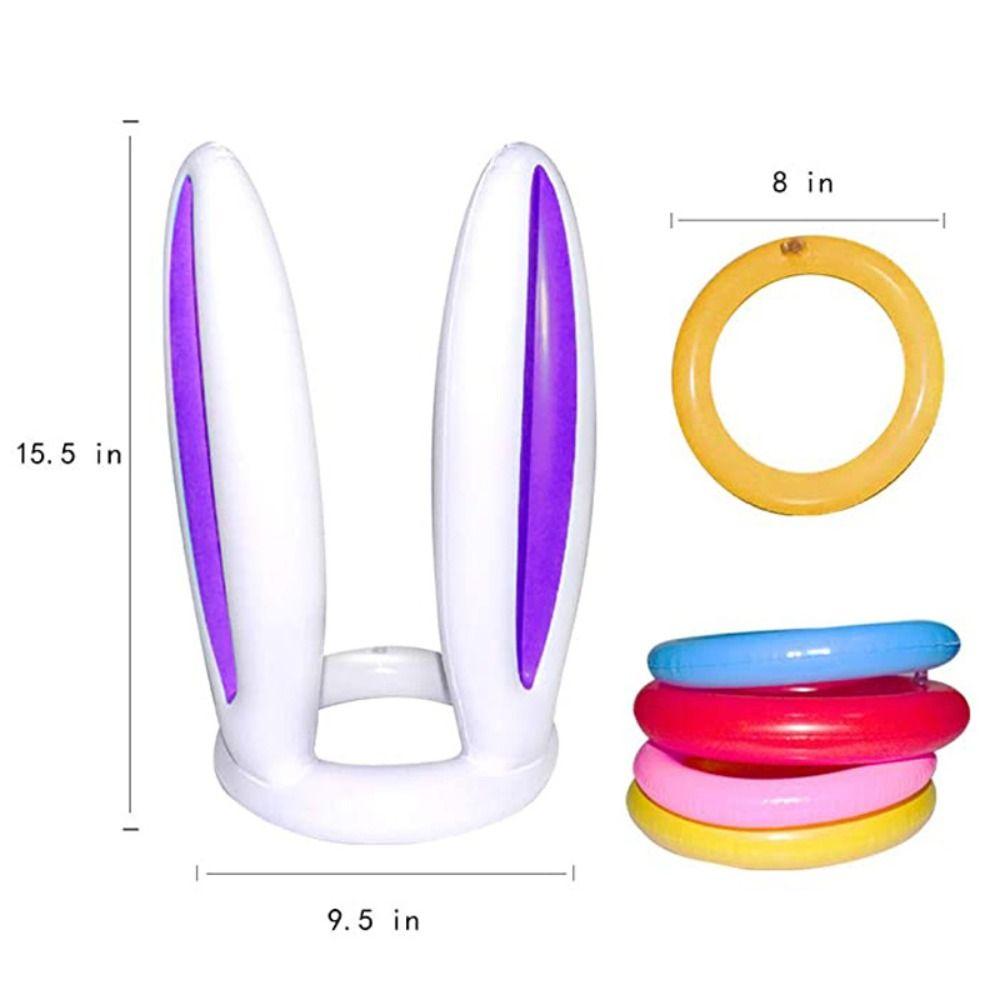 PVC Inflatable Bunny Ears Ring Toss Set Easter Bunny Ears Rabbit Ear Throwing Ring Interactive Toy