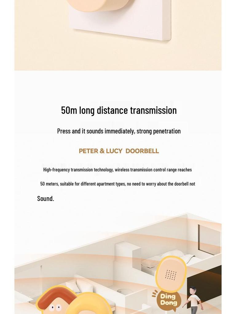 Nordische Süße Kabellose Türklingel für Schlafzimmer und Haustür - Lucy & Pete Design