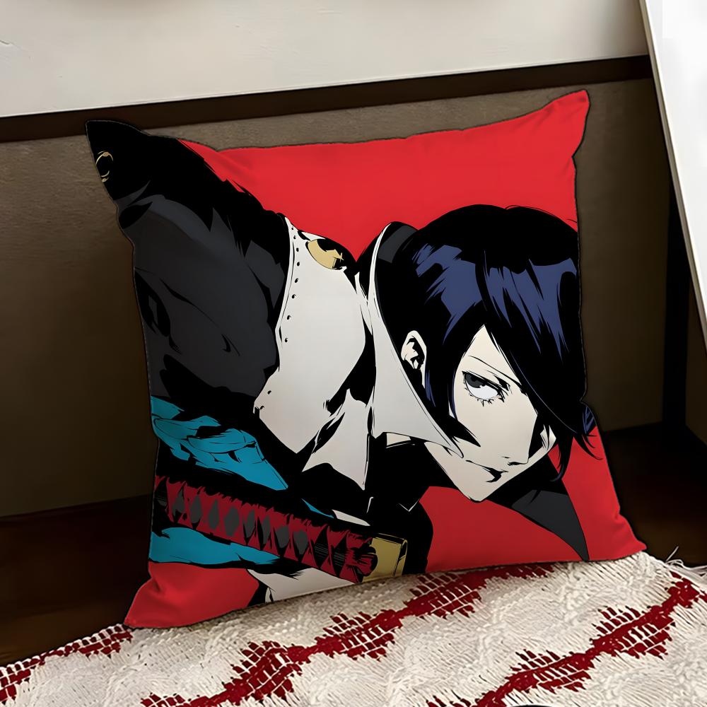 Anime PPersona 5 Cushion Cover Reversible Soft Durable Pillow Cover Home Car MultiScene Use for Daily Comfort