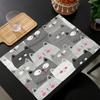 Cute Animal Cat Print Linen Dining Table Mats Kitchen Placemat 30X40cm Coasters Pads Bowl Cup Mat
