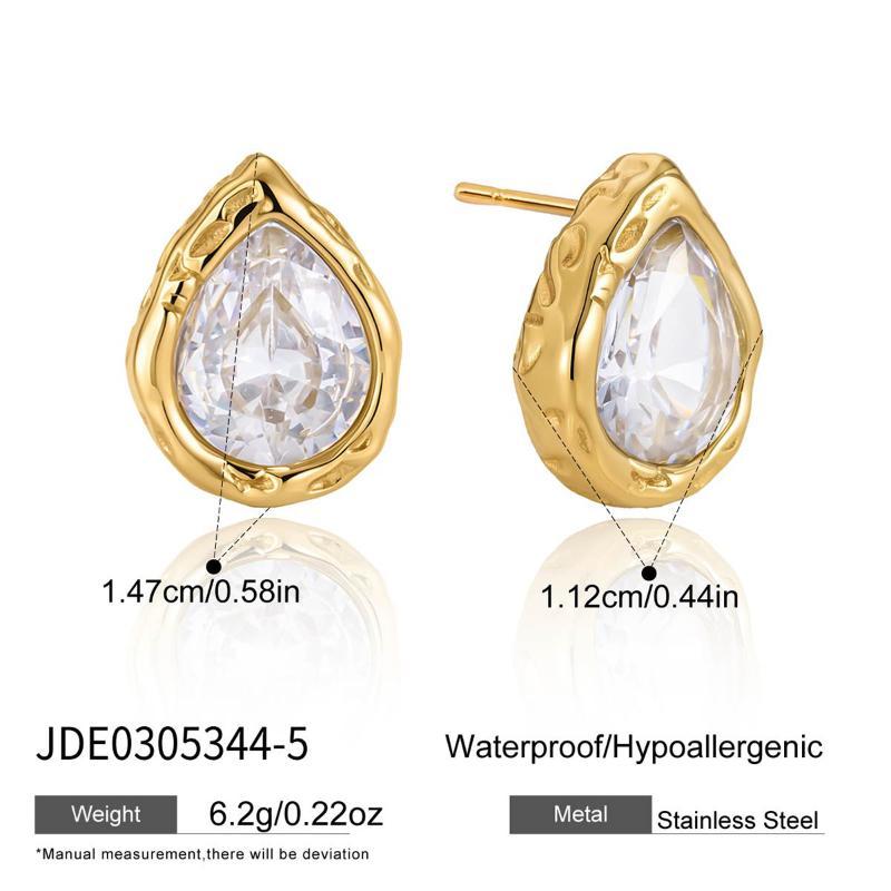 Geometric Zircon Waterproof Stud Earrings for Women High Quality Stainless Steel Non-Irritating Jewelry for Club Wear
