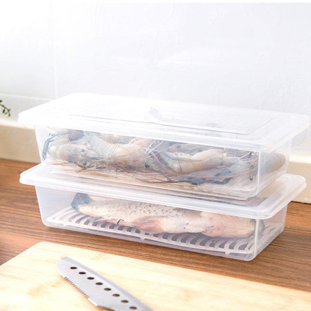2pcs Transparent Food Storage Boxes PP Vegetable Crisper Container  Refrigerator Use