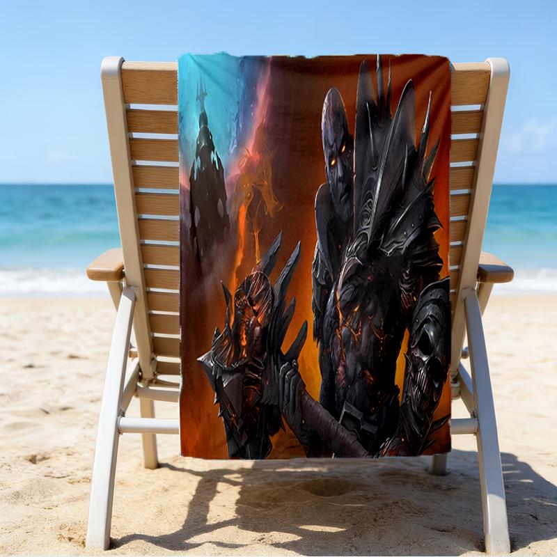proof beach towel with a World of Warcraft characters5 pattern - soft,absorbent,quick-drying,machine washable - perfect for swimming,camping,bathing