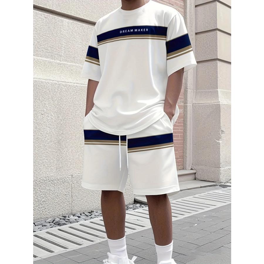 2026 New Men's Athletic Set Los Angeles Print Short-Sleeve T-Shirt Casual Athletic Set Streetwear Shorts Two-Piece Men's Set