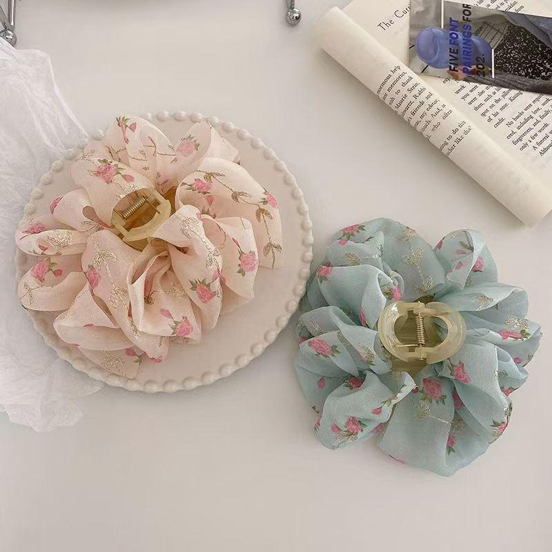 Luksusowa damska spinka do włosów kok z chmurką i kokardą – Duży dodatek typu szczęka rekina