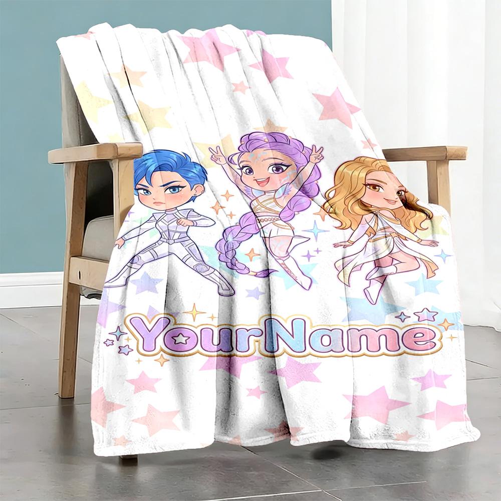 Demon Hunter Girls 9 Customize Text Blanket Throw Personalized Blanket Comfortable Throw For Office Picnics Home Decor Livingroom
