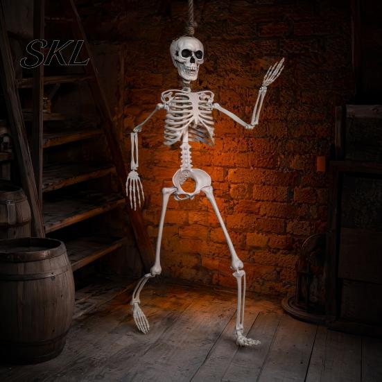 Poseable Halloween Prop 3ft Life Size Skeleton, Full Body Posable Plastic Skeleton Prop, Realistic with Movable Jaw Human Bones Model for Yard