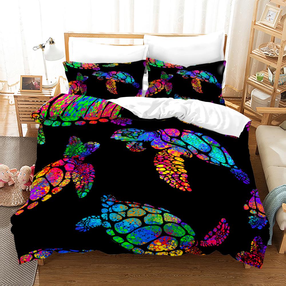 Ocean Duvet Cover Set Sea Turtle Ocean Animals Polyester Comforter Cover For Kids Children Boys Women King Queen With Pillowcase