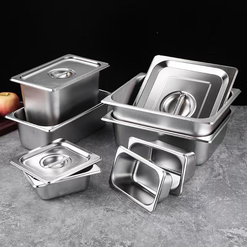 Shengjia 1/3 Gastronorm Edelstahl Lebensmittelbehälter mit Deckel