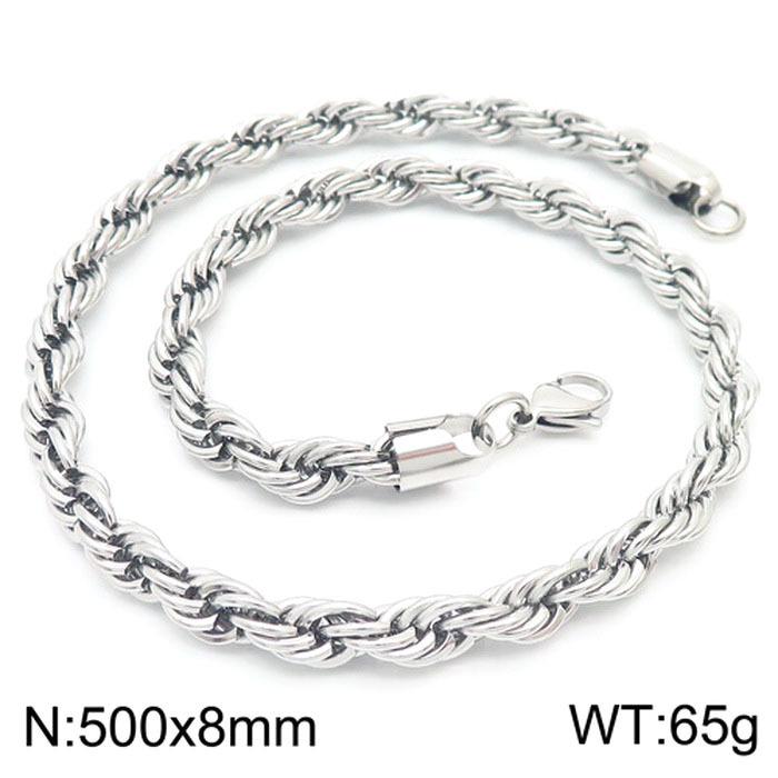 Spot Multi-Size Stainless Steel Twisted Rope Chain Necklace for Couples - Unisex Titanium Steel Design