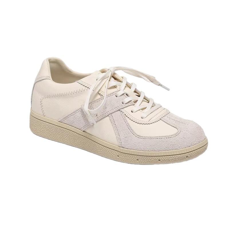 2025 new round head color matching lace-up casual sports shoes low-top flat baseplate shoes casual versatile breathable German training shoes
