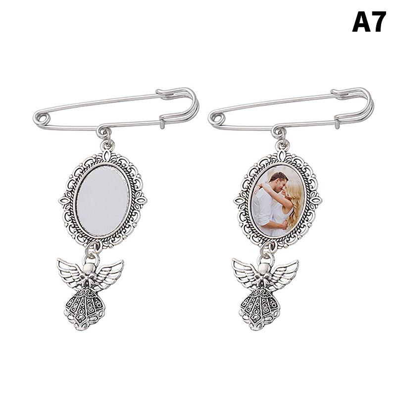 

Фотоподвеска DIY Изготовление булавок Свадебный шарм Овальная алюминиевая листовая фоторамка Брошь as the picture