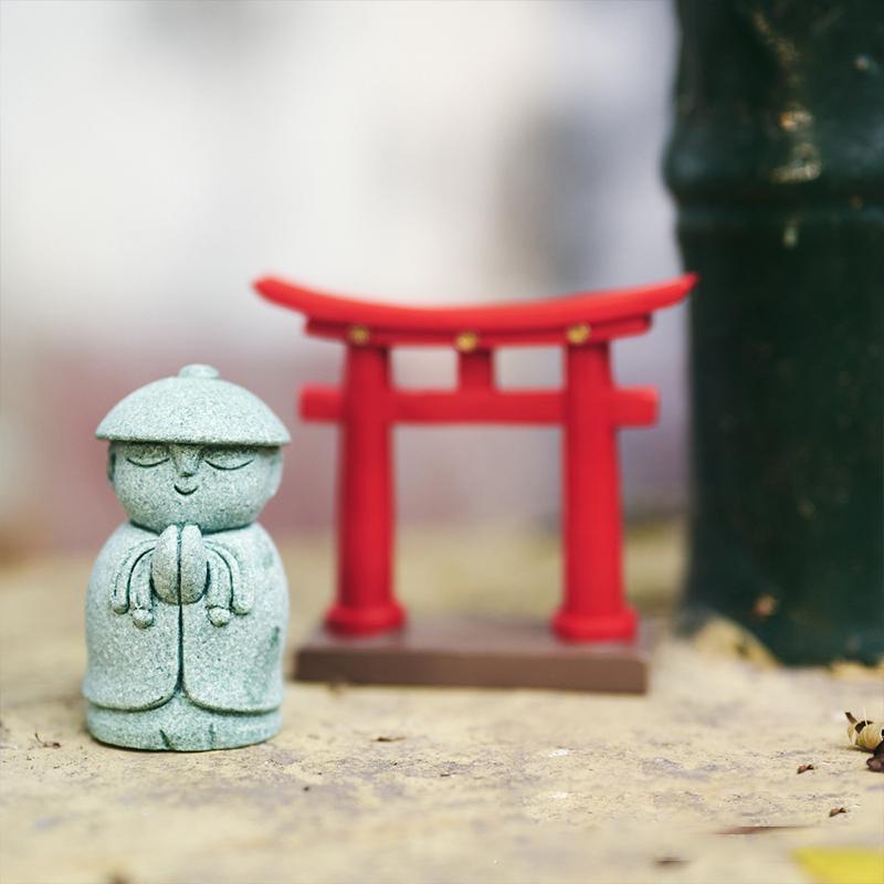 Cute Maitreya Blue Sandstone Ornaments Buddha Statues Garden Mini Ornament Japanese Home Decoration Crafts Figurines & Miniature
