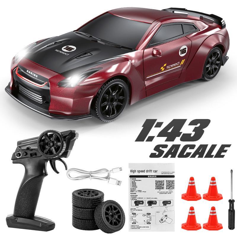 1:43 Scale 4WD RC Drift Car with Gyroscope, 7-Color Lights, and Alloy Chassis