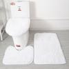 Inyahome White Bathroom Rugs Sets 3 Piece Set Toilet Seat Cover Non-Slip Bath Mats Lid Cover Bath Rug Contour Mat Bathroom Decor