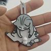 Acrylic Kawaii Cartoon Cat Keychain Pendant Funny Rotatable Pull Play Egg Cat Keyring Accessories for Backpack Decor Gift