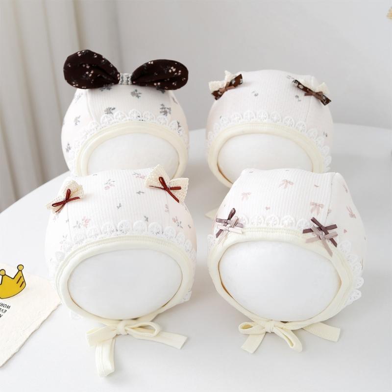 Breathable Infant Fetal Cap Breathable Cotton Polyester Bonnet For Newborns 0-5 Months Ear Covering Design