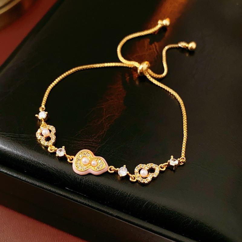 K Genuine Gold Electroplated Zircon Pearl Gourd Bracelet New Chinese Elegant Temperament Bracelet Light Luxury High-End Jewelry