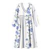 Fashionable Lady's V-neck Mid-length Casual Long-sleeved Dress