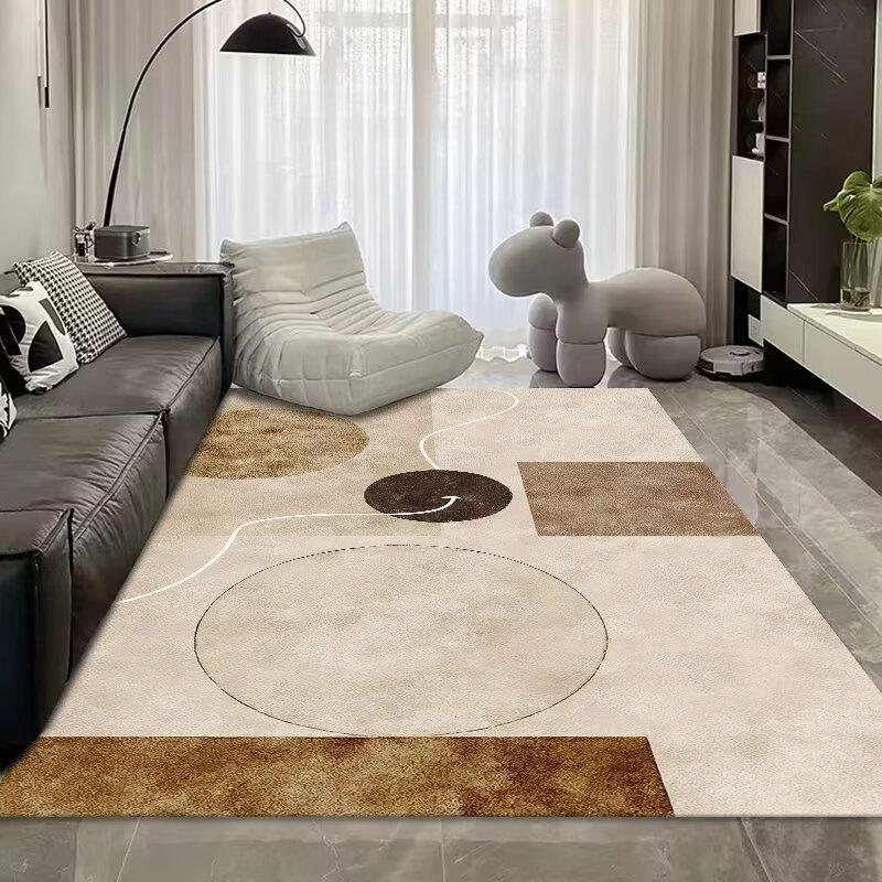 Light Luxury Abstract Living Room Crystal Velvet Carpet, Large Area Bedroom Full Of Floor Mats, Living Room Sand Coffee Table Carpet
