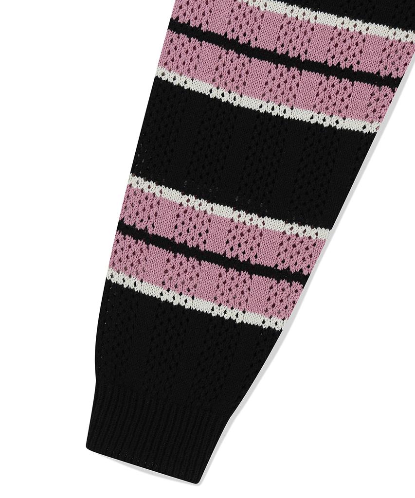 MAHAGRID Mesh Stripe Knit Black(Mg2Fsmk611A)