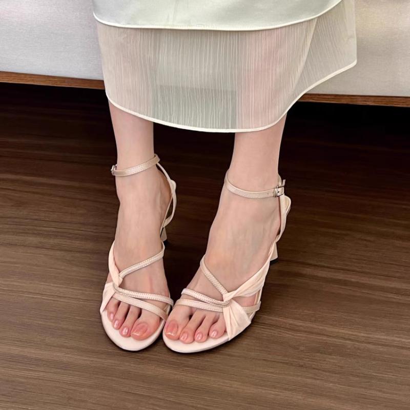 

Fashion Fashion Temperament Woman Shoes Summer New Round Toe Heels Simple Versatile Women s Sandals Comfort Women s High Heels Slippers 34 абрикосовый