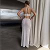 European-American Holiday Two-Piece: Chic Hollow Long Dress & Sexy Bikini with Sun Protection & Back Tie Design
